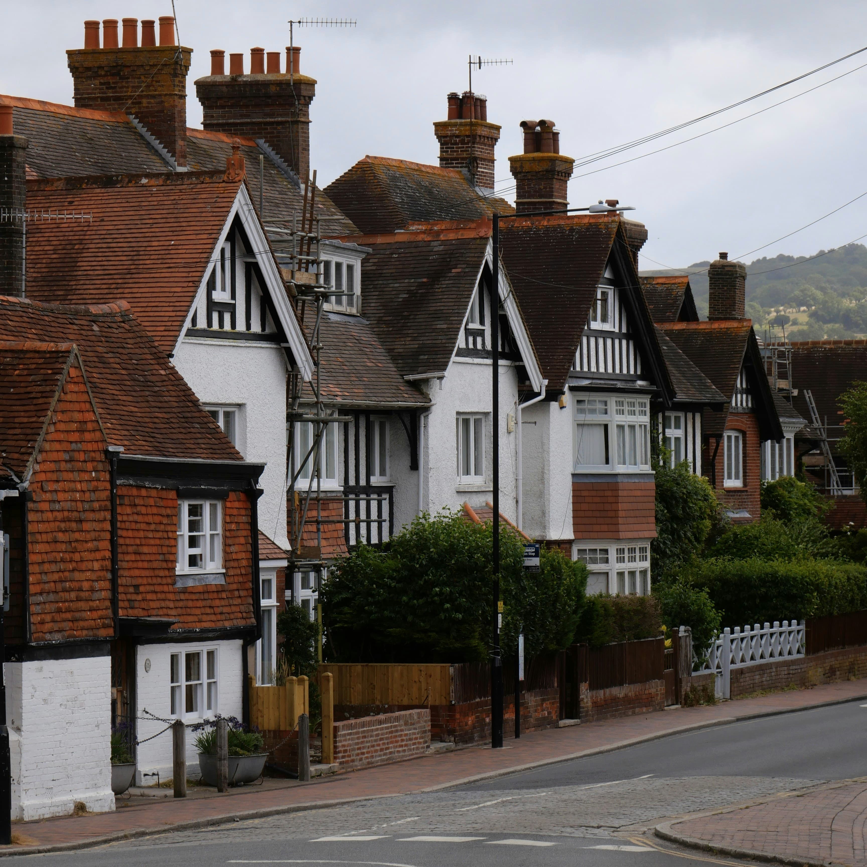 houses under grey sky